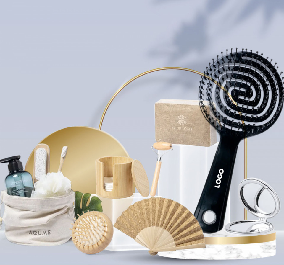 Gimel Self Care Items - Cosmetic Bag, Pouch, Mirror, Hair Brush, Box, Massage Roller, Hand Fan